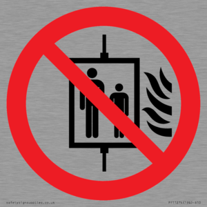 P020 Prohibition: Do not use lift in the event of fire